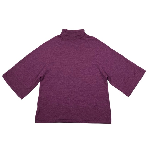Eileen Fisher Purple Merino Wool Short Sleeve Sweater Turtleneck Lagenlook Sz M - Picture 5 of 11